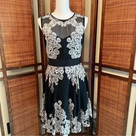 Karen Millen Black Gray Silk Cocktail Dress Lined Sleeveless Size 8 - Picture 2 of 12